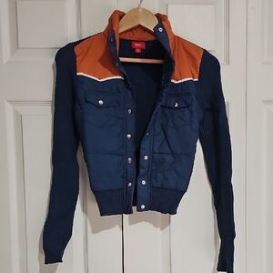 Mossimo Colorblock Puffer Knit Jacket | Ribbed Sleeves | Size S